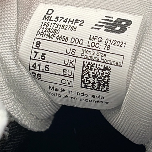 New Balance 574 Grey/Black Marathon Running Shoes ML574HF2 Size 8 New - Picture 13 of 16